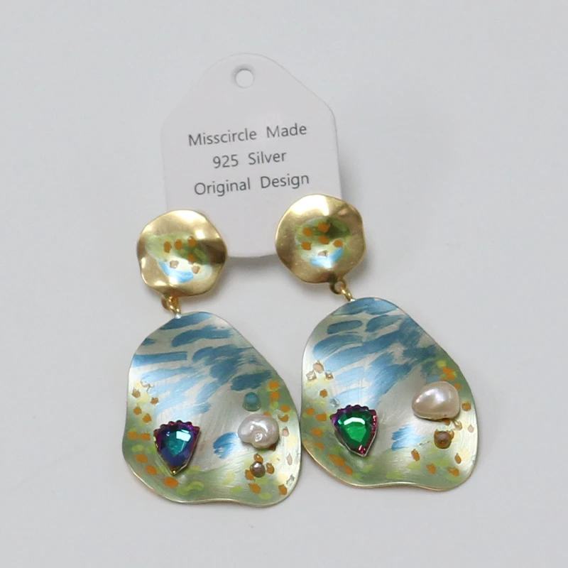 Misscircle Made 铜合金耳饰 油画绿野仙踪耳环复古8385