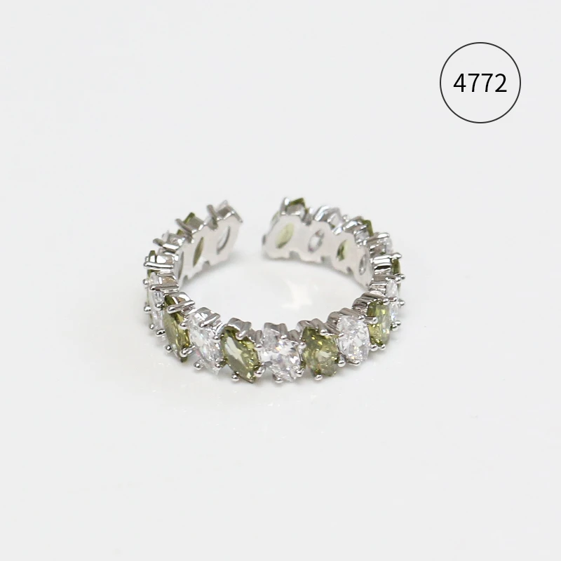 Misscircle Made 铜合金合成锆石戒指 绿色戒指开口百搭时尚4772