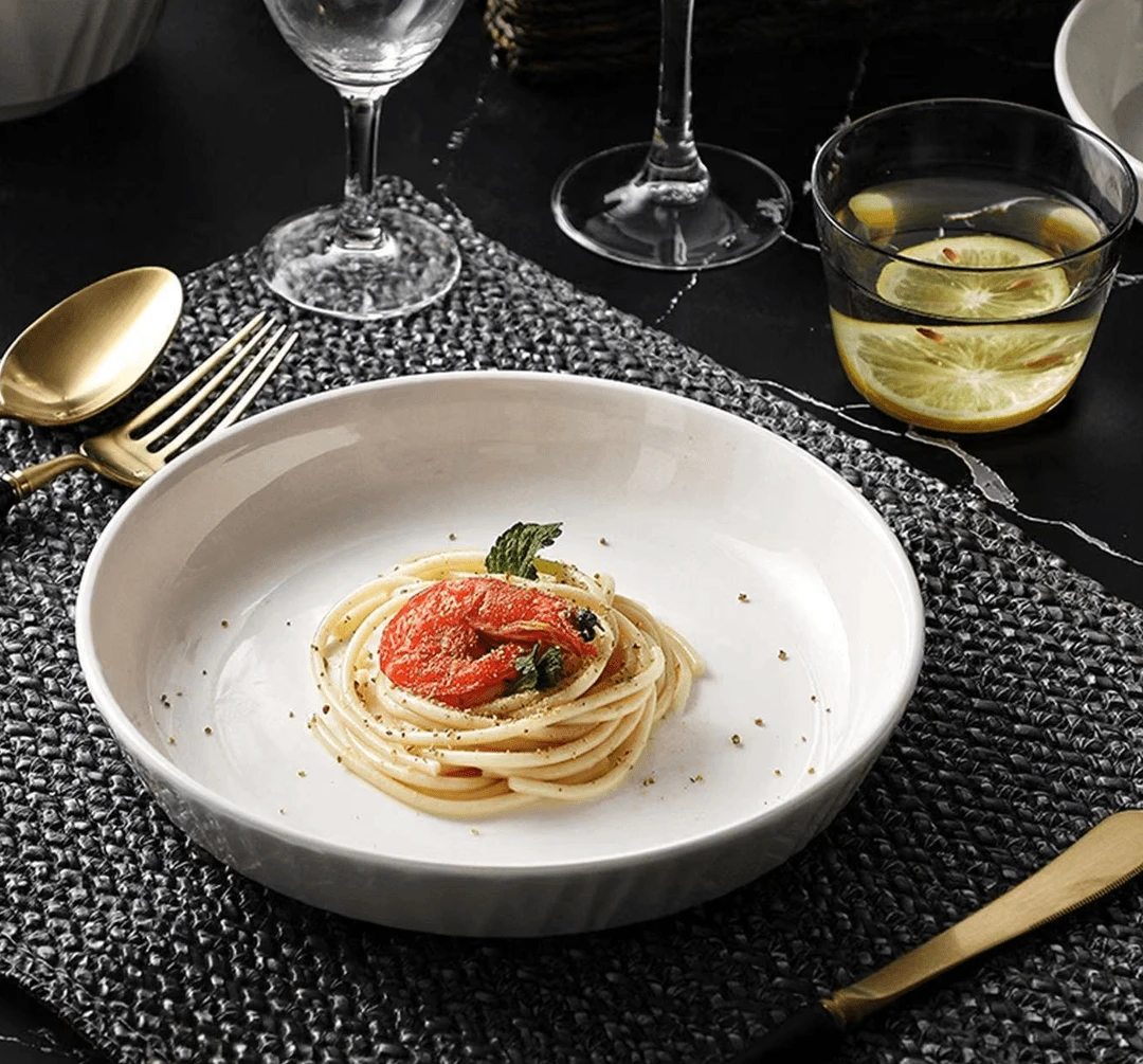 【6只装】1莹玉琉璃盘釉下彩工艺健康白瓷可进微波炉西餐盘圆形家用