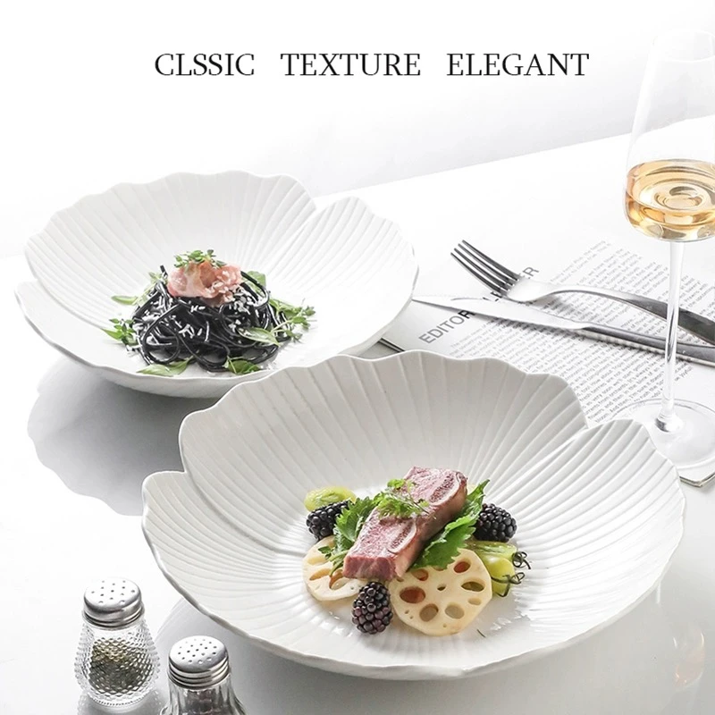 网红盘子碗家用2024新款日式白色陶瓷面碗高级感西餐盘水果沙拉碗