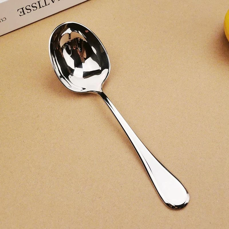 y90蛋形汤勺18-10不锈钢大口喝汤勺分餐勺