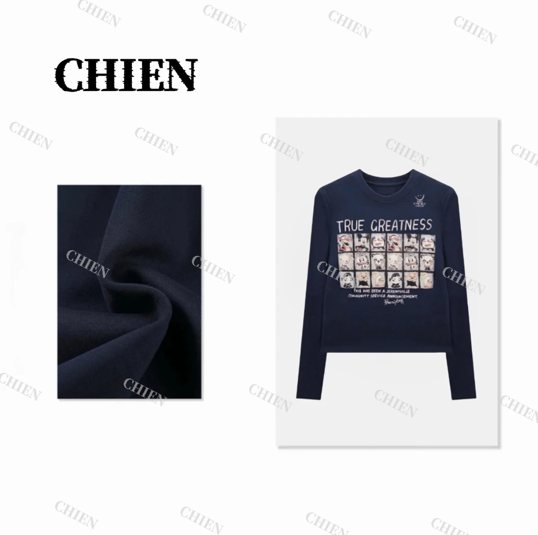 【叮当猫】圆领长袖T恤女上衣叮当猫卡通百搭T恤打底衫