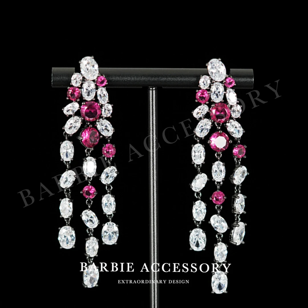 铜合金合成锆石耳饰 【玫滴星泪】法式既视设计款高级感绝美耳饰