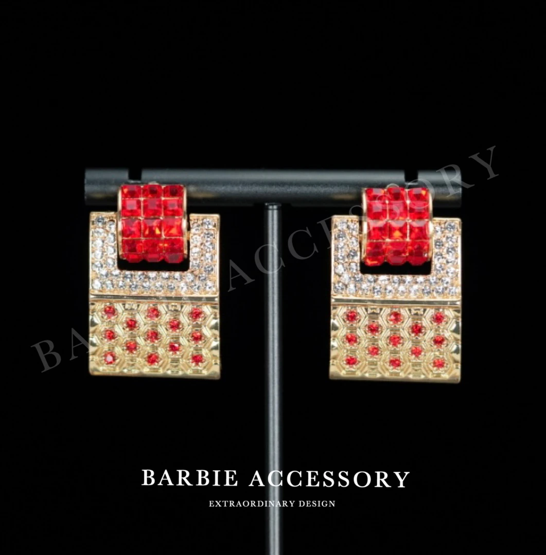 铜合金合成锆石耳饰 【红星香包】复古法式设计款高级绝美百搭耳饰