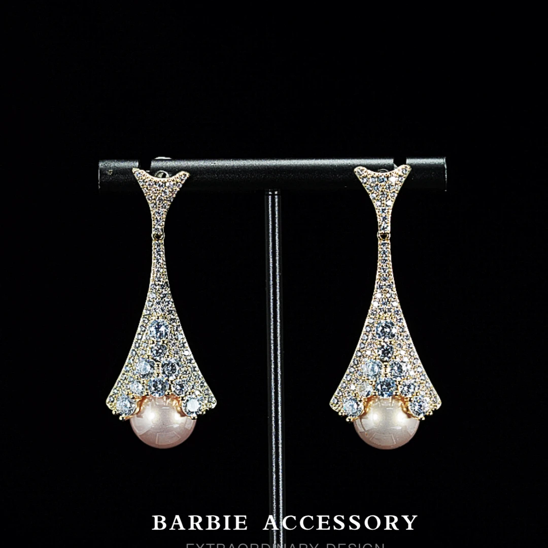 铜合金合成锆石耳饰 【珠星域】轻奢设计款百搭耳环