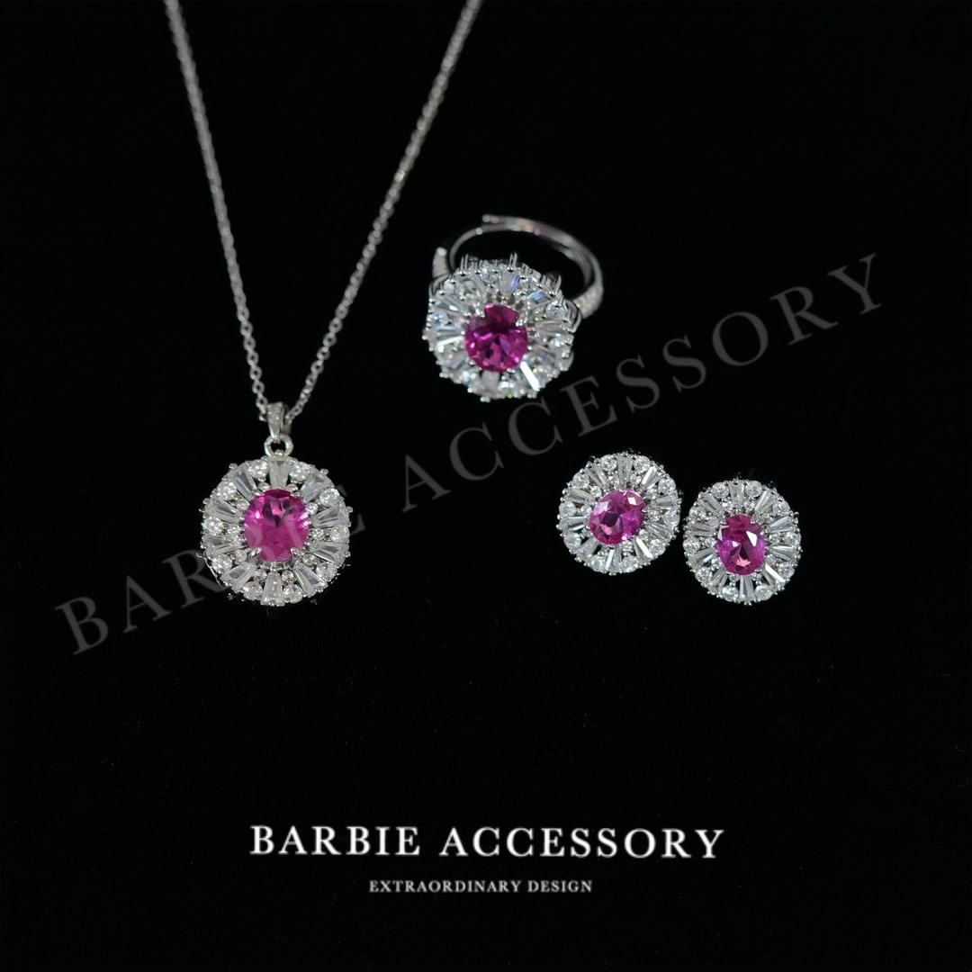 铜合金合成锆石项链 【光月玫星】法式中古轻奢设计款高级感套装