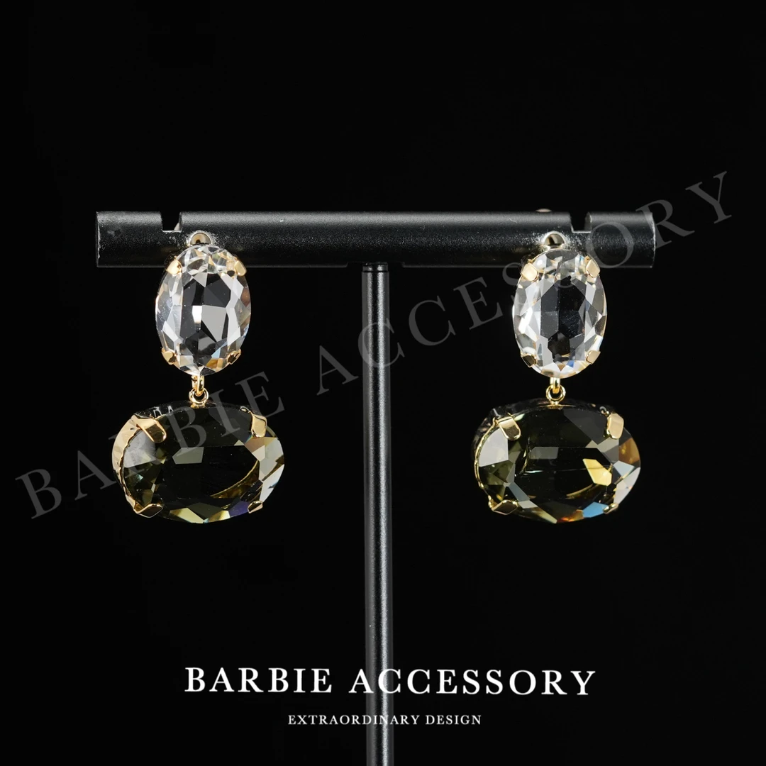 铜合金合成锆石耳饰 【星戏之坠】法式中古轻奢设计款高级感耳环