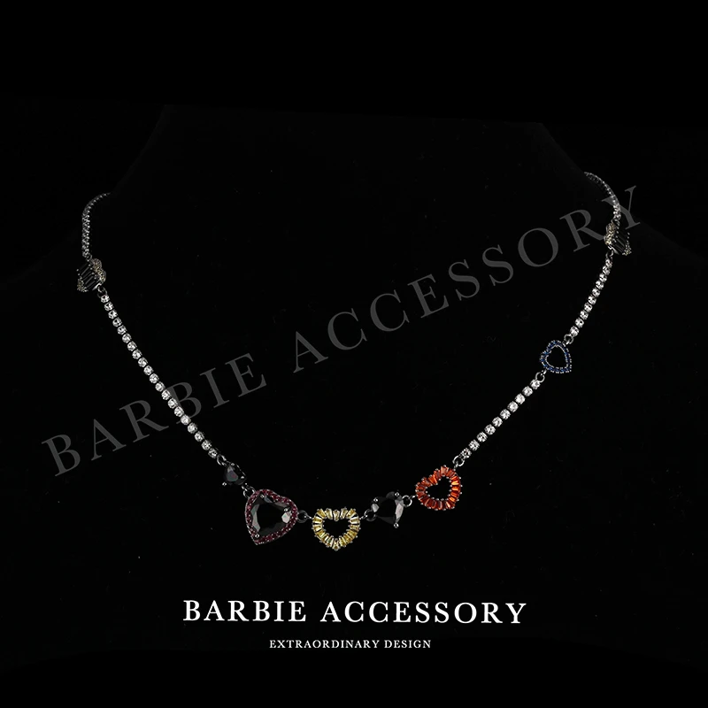 铜合金合成锆石项链 【满分心动】法式中古轻奢设计款高级感颈链