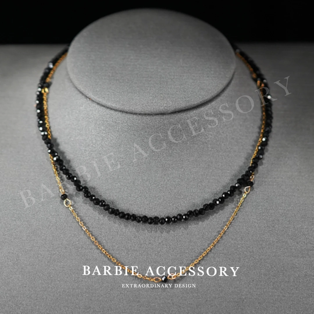 铜合金合成锆石项链 【黑影迷戏】彩钻轻奢设计款高级感项链