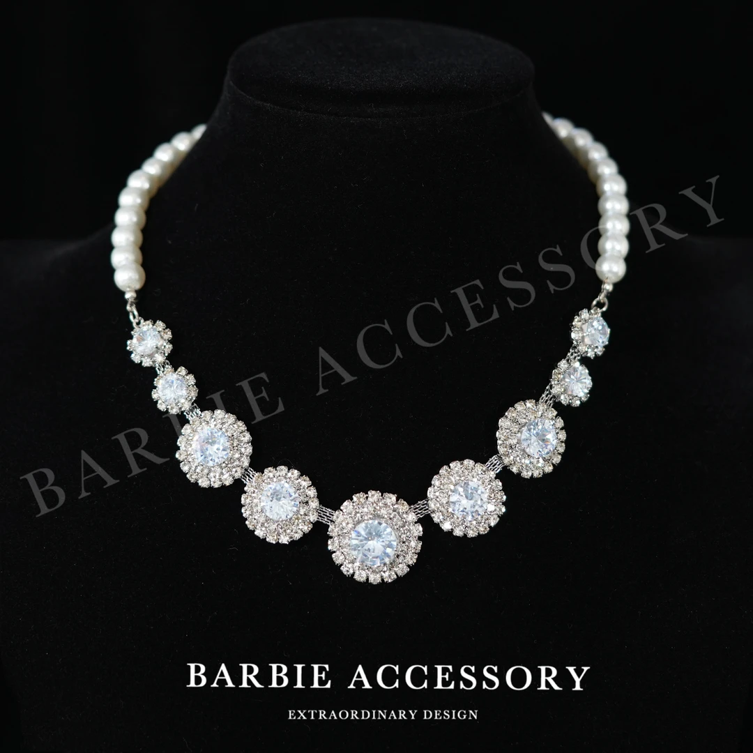 铜合金仿珍珠项链 【银星谜花】法式既视设计款高级感绝美项链