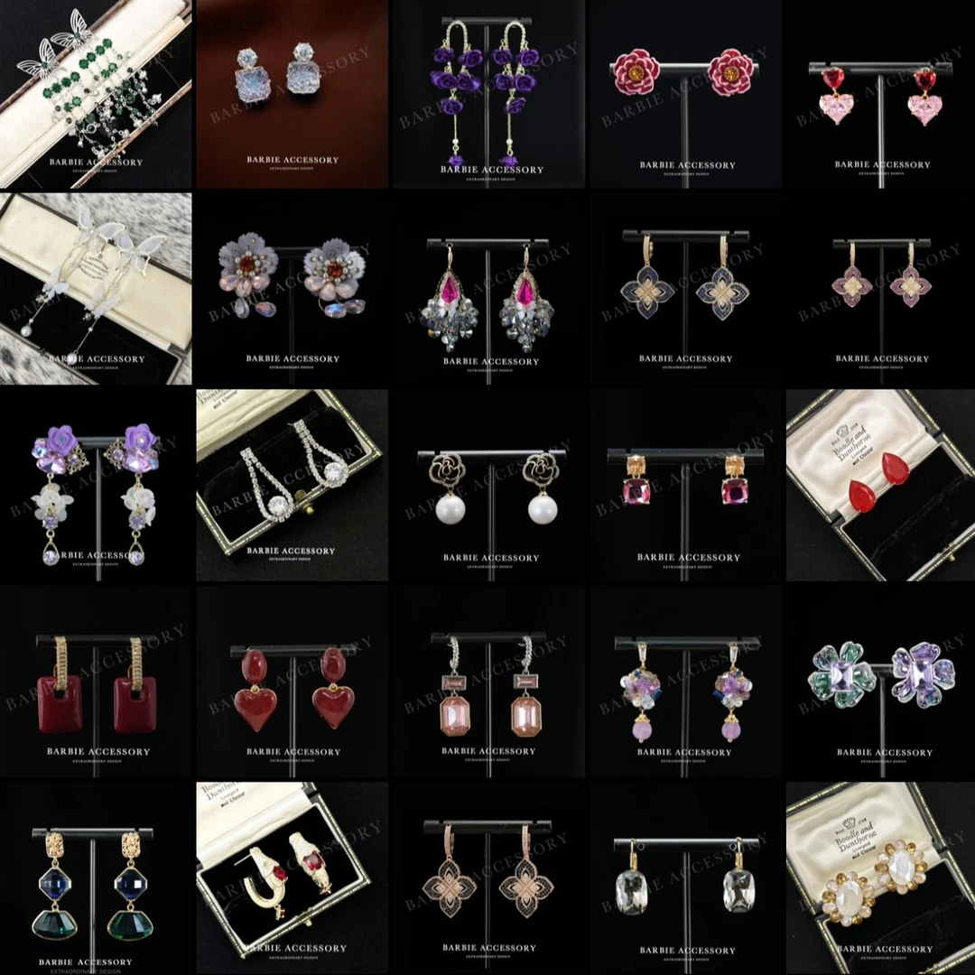 铜合金合成锆石耳饰 法式中古轻奢设计款高级感耳环