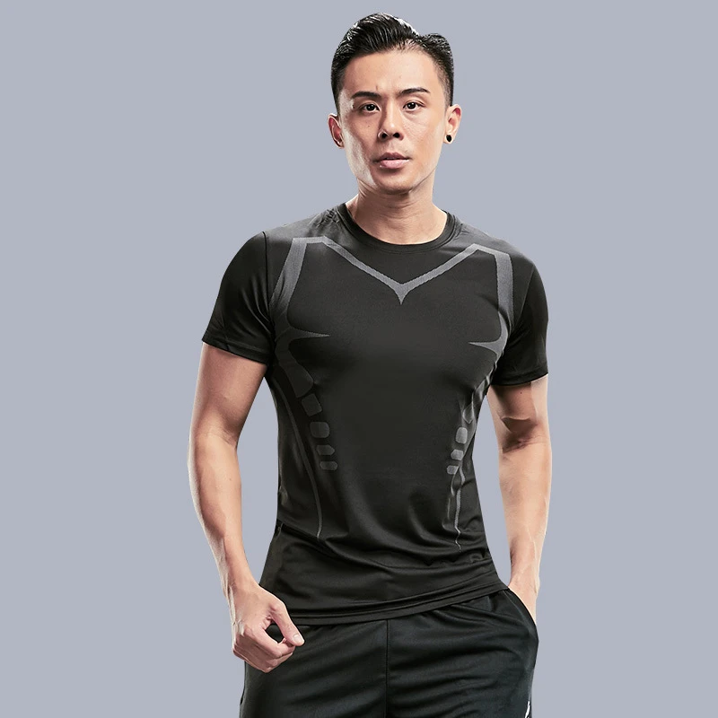 运动速干T恤男短袖夏季薄款晨跑健身衣服弹力跑步装备篮球训练