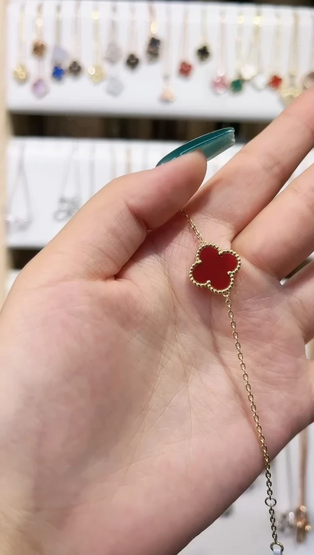【闪购商品】玛瑙/玉髓手链18K金镶嵌玛瑙k黄 红草手链