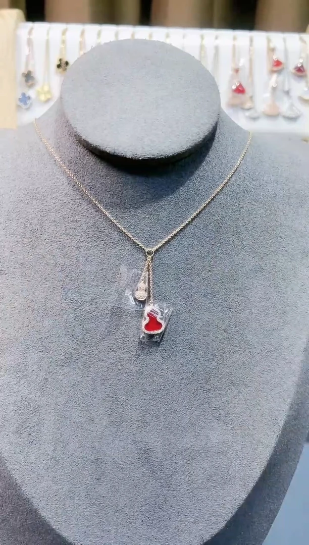 【闪购商品】钻石套链18K金镶嵌钻石k玫葫芦