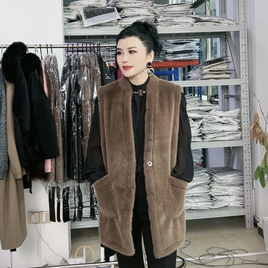 【庄喜儿Original】高级感时尚修身减龄欧貂绒气质马甲宽松ZXE903