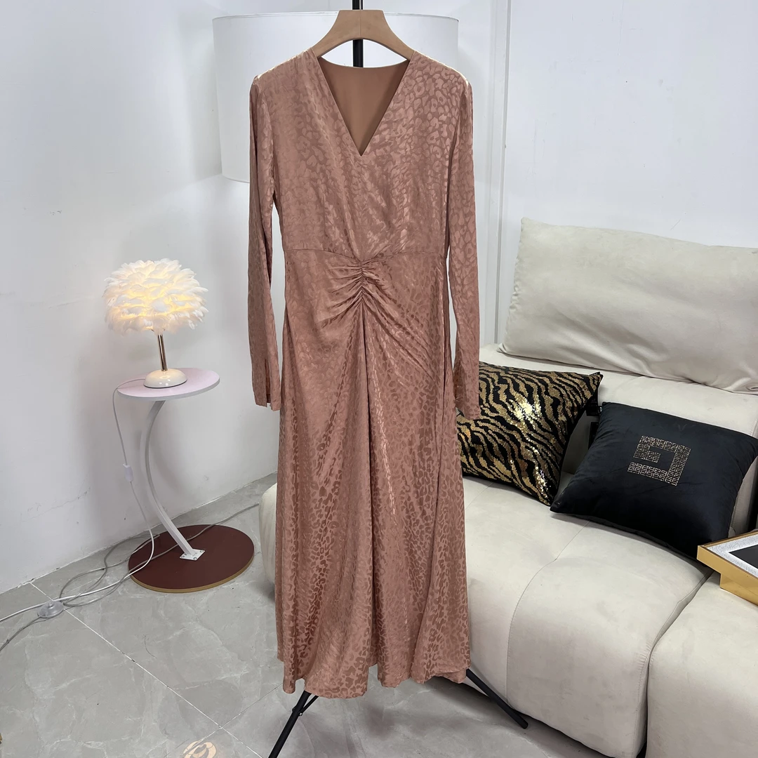 【庄喜儿Original】黑色卡其色提花显瘦收腰长裙女ZXE2656