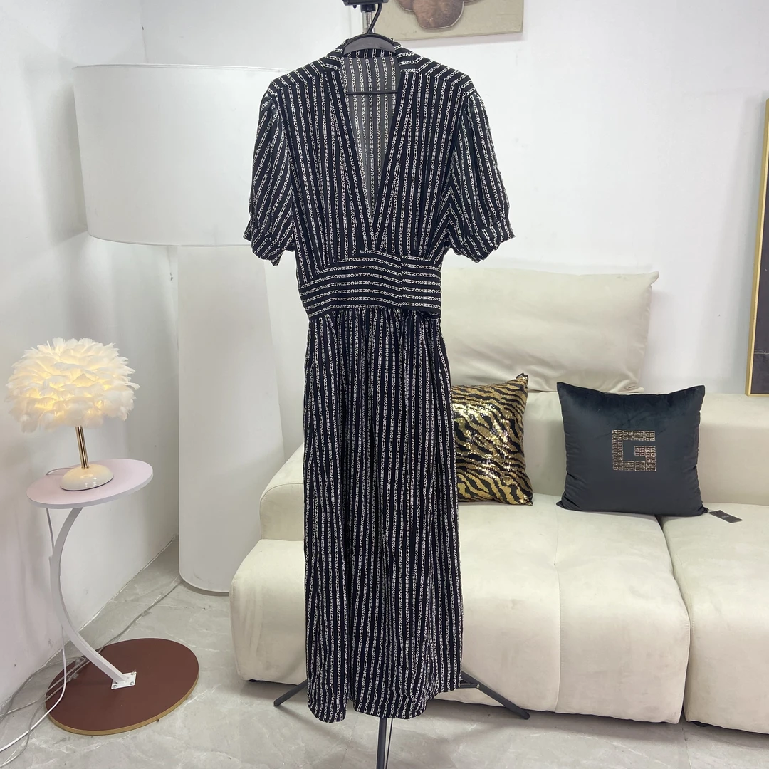 【庄喜儿Original】条纹浴袍款时尚气质显瘦连衣裙女ZXE2623