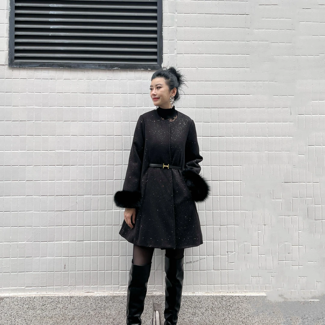 【庄喜儿Original】轻奢时尚富家千金带腰带羽绒外套女HT249