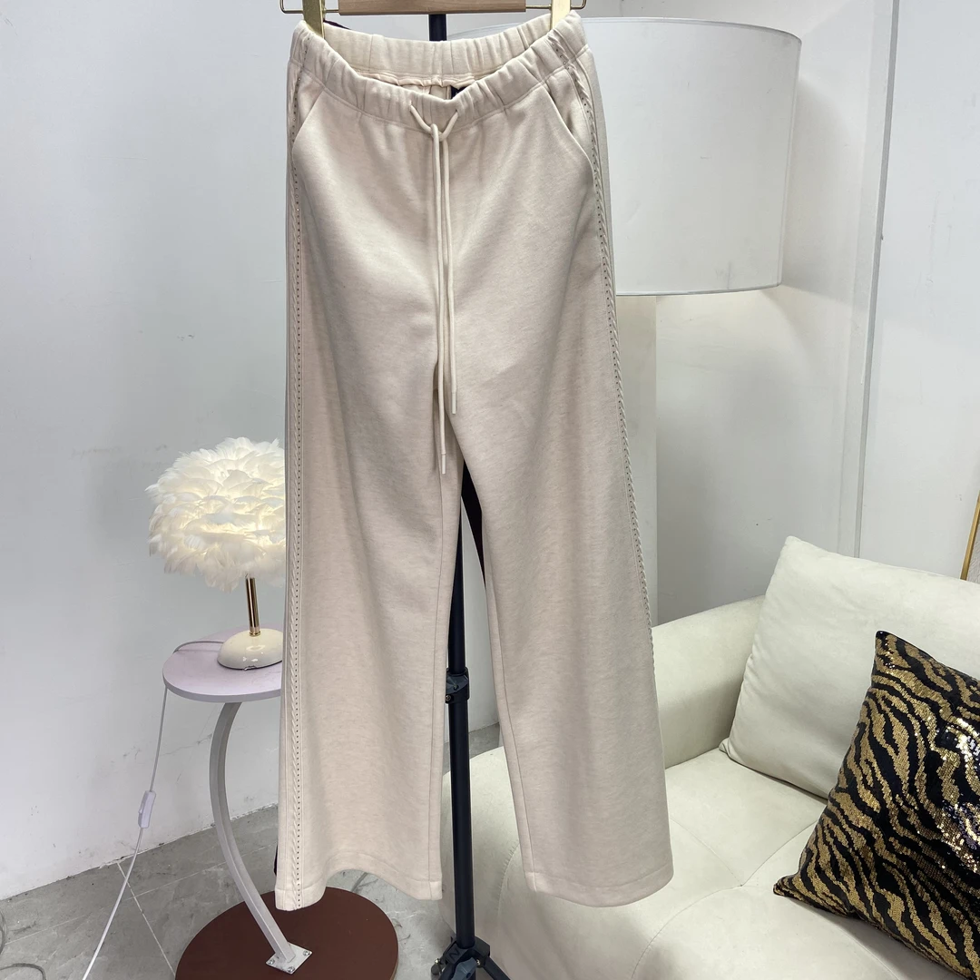 【庄喜儿Original】深灰色杏色酒红色宽松休闲抽绳直筒裤G023