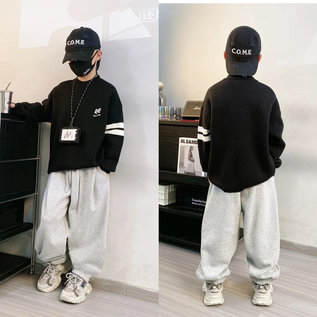 【嘟妈童装】2024儿童冬季中领加厚毛线衣男童保暖加绒针织衫3535