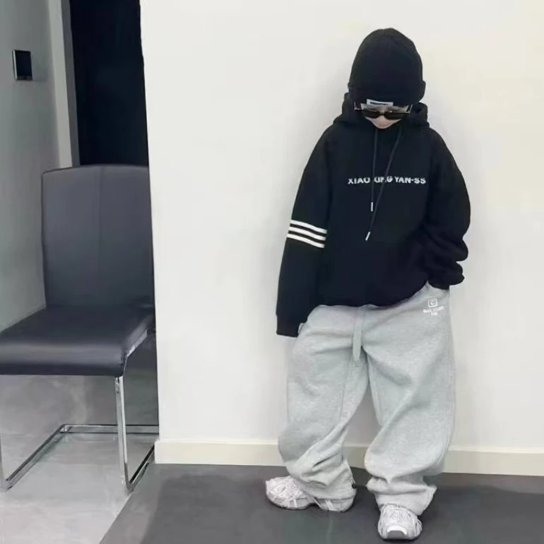 【嘟妈童装】 儿童加绒冬季帽衫中大童加厚连帽卫衣保暖1626