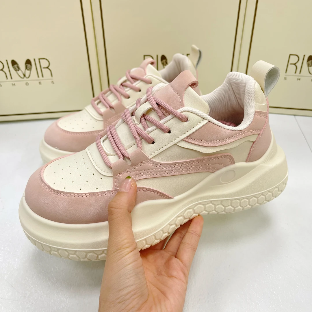 R-607 米粉 厚底百搭时尚女鞋ins潮流小众老爹鞋圆头学生女鞋