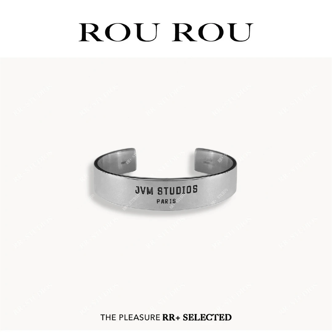 925银手镯 18122中性风简约个性手镯LOGO设计开口可调