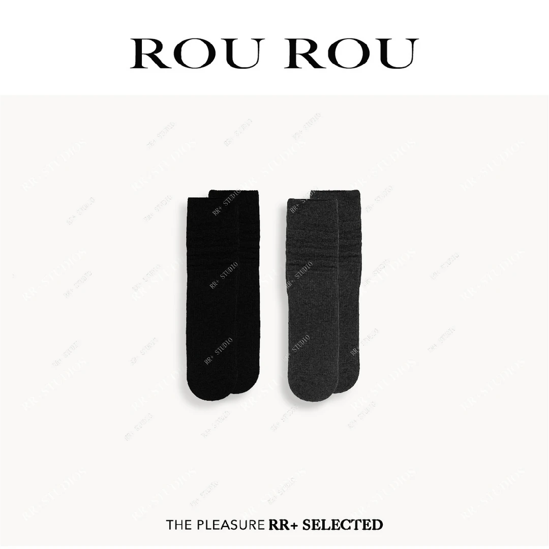 N115简约时尚纯色无骨中筒袜女秋冬款保暖舒适堆堆袜