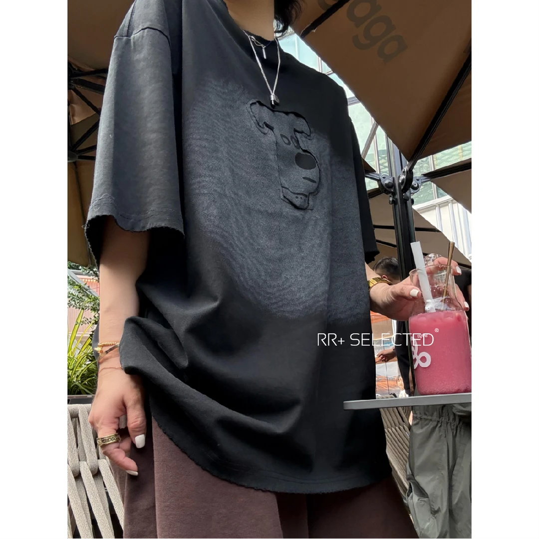 19059创意卡通图案短袖T恤女纯棉宽松高街潮牌上衣