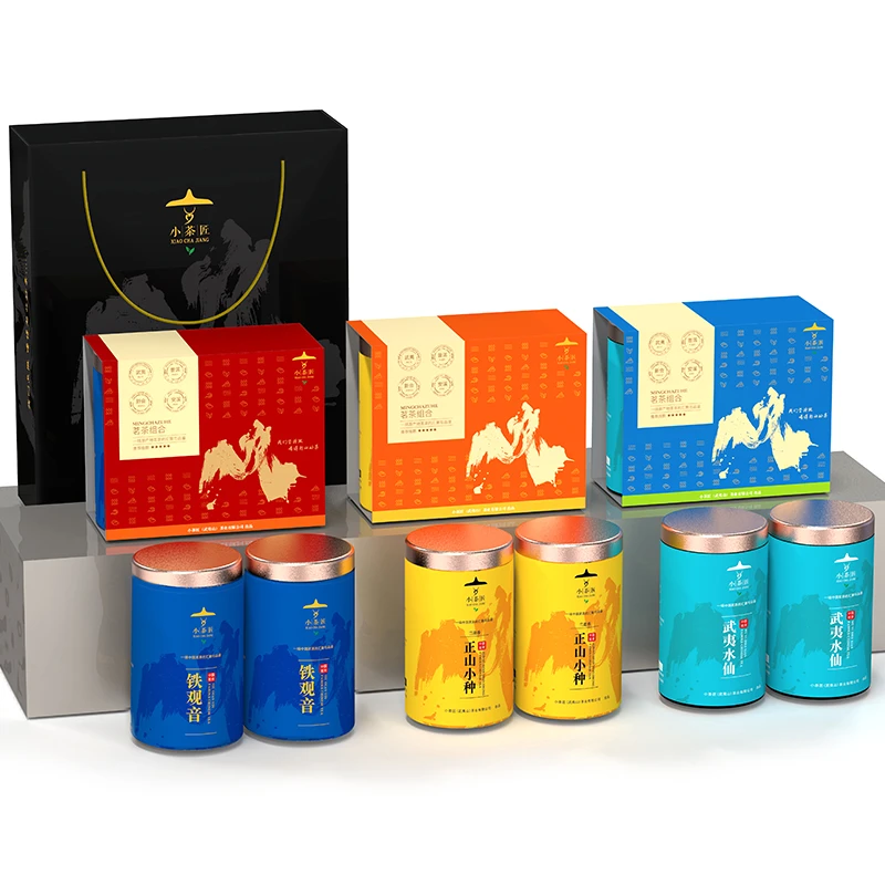 小茶匠正山小种红茶武夷水仙铁观音组合茶叶6罐装650g【交个朋友】
