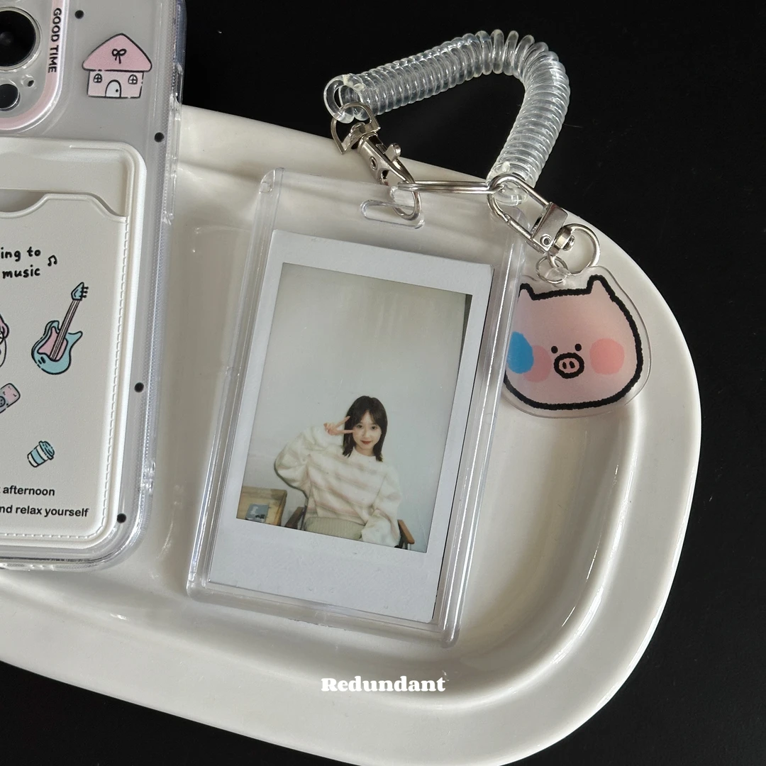 拍立得猪猪学生工作卡套卡通亚克力吊牌校卡可爱复古卡包少女保护