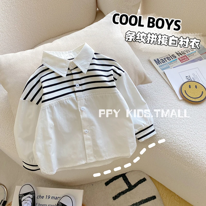 【百搭必备单品】可单穿叠穿外搭打底男女童白衬衫衬衣条纹长袖