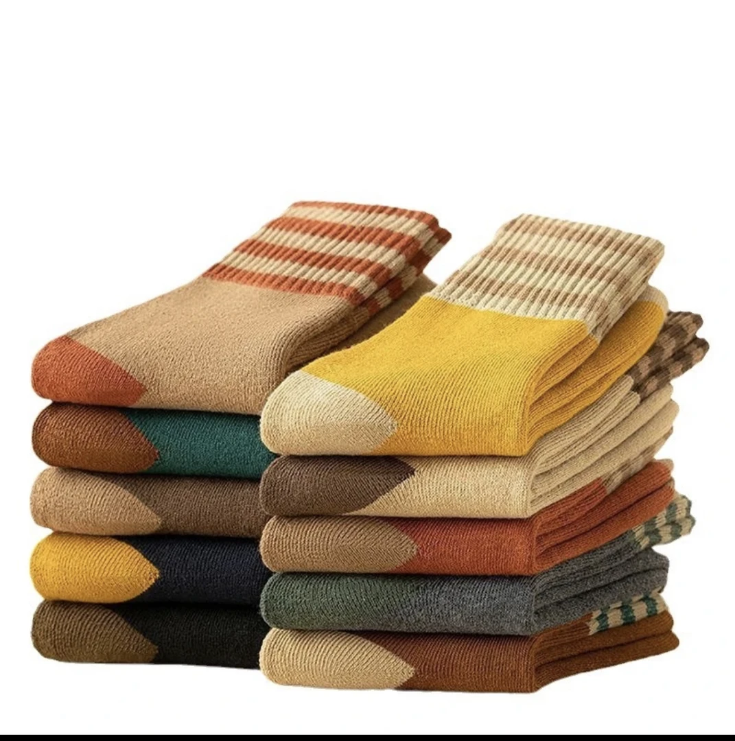 2025新款厚袜子男女秋冬中筒袜加绒加厚保暖潮流ins复古百搭毛圈