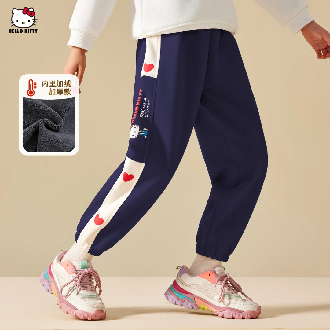 女童加绒保暖长裤秋冬季2023新款中大童休闲裤