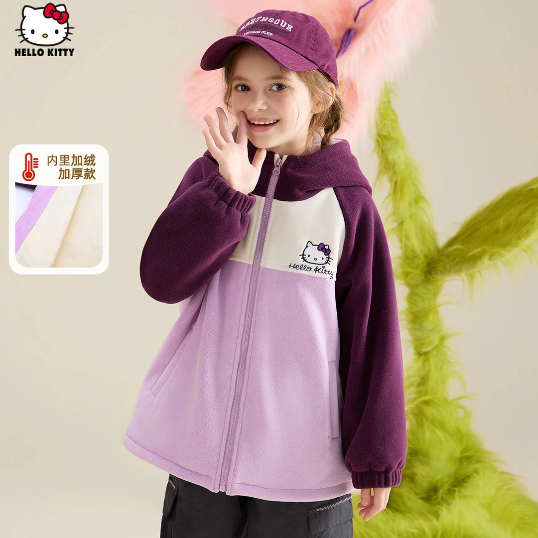 女童秋冬季新款外套2024年中大童款潮酷拼色洋气时髦运动休闲装