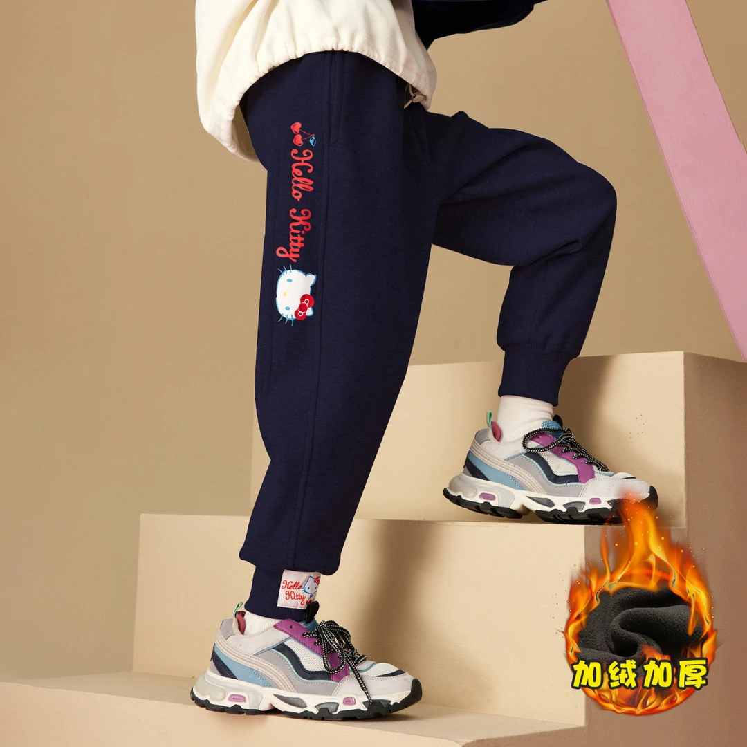 秋冬款加绒女童裤子2024年中大童装儿童跑步运动休闲长裤女童裤子