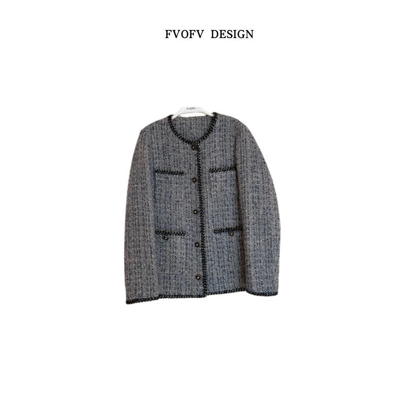 FVOFV【灰蓝小香】重磅定制款马海毛混纺小香外套FH013-1