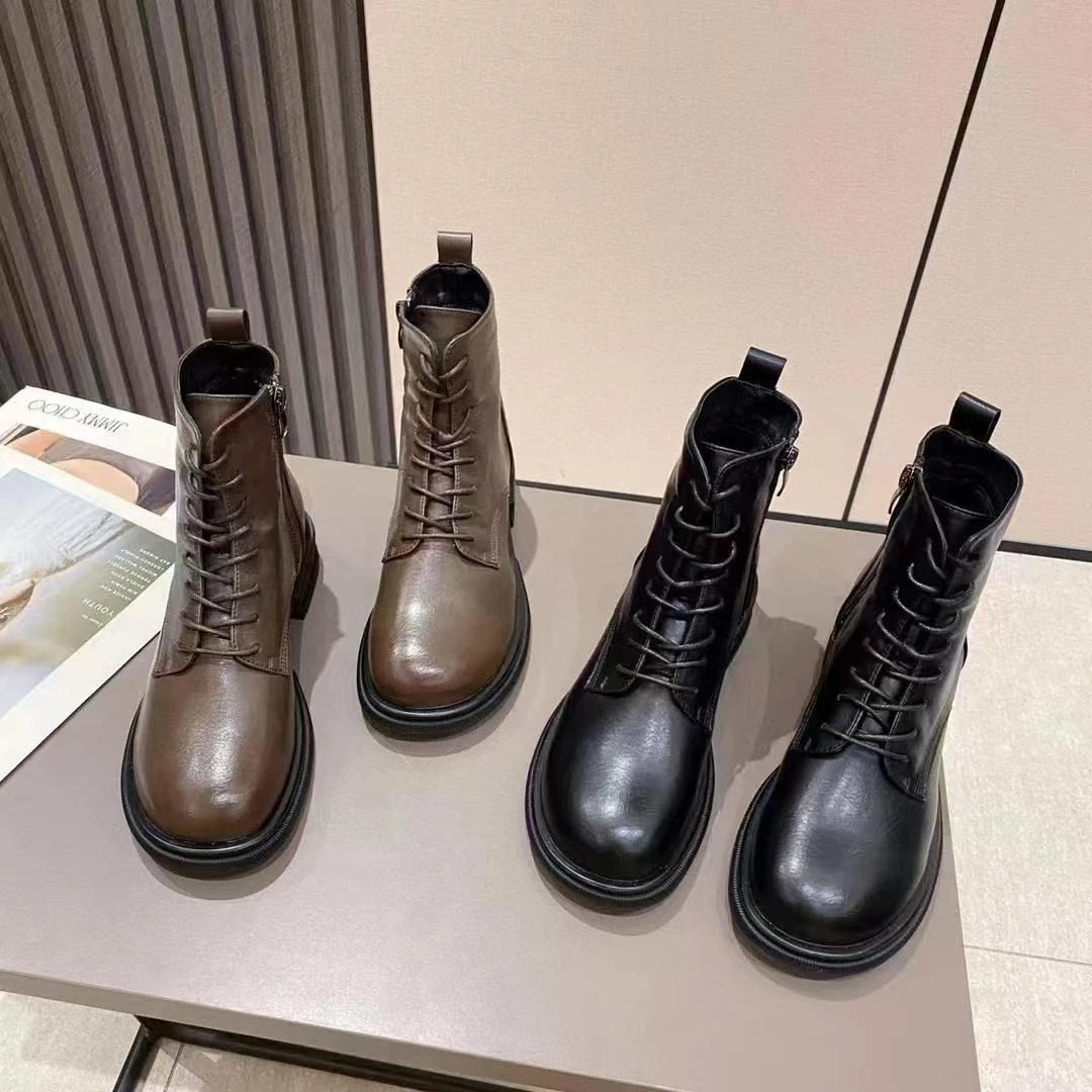 无品牌【马丁靴】时尚休闲绑带加绒马丁靴LC0001