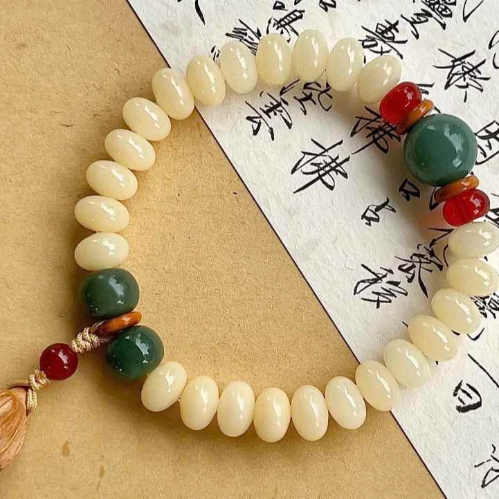 白玉菩提好运莲莲单圈手串