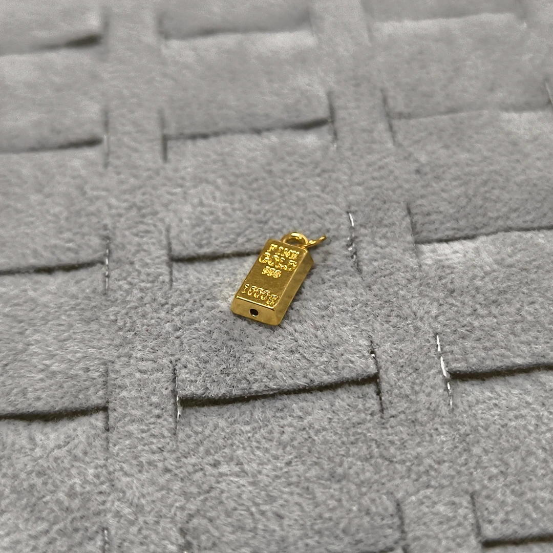 【周老板】足金暴富小金条转运珠吊坠