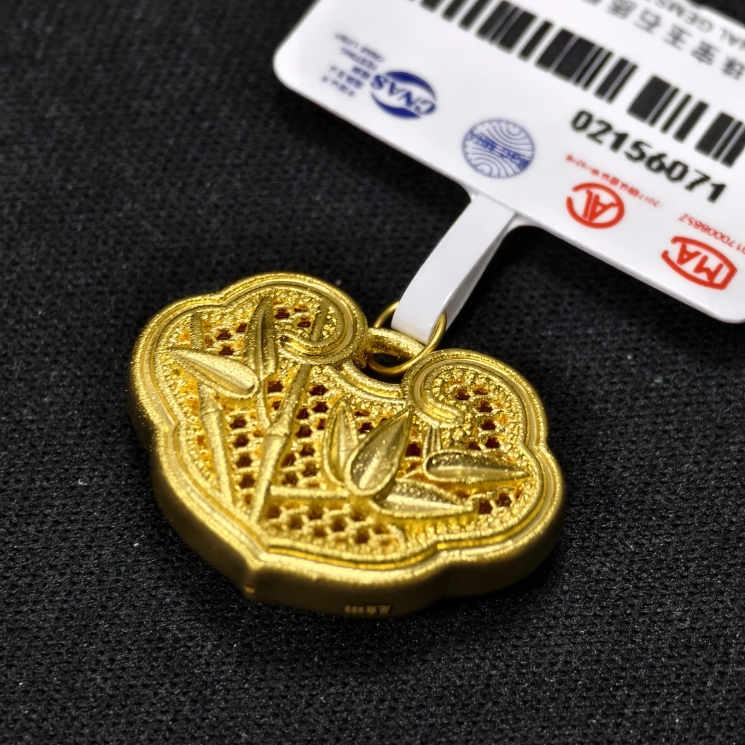 【周老板】足金梅兰竹菊四君子竹锁包转运珠