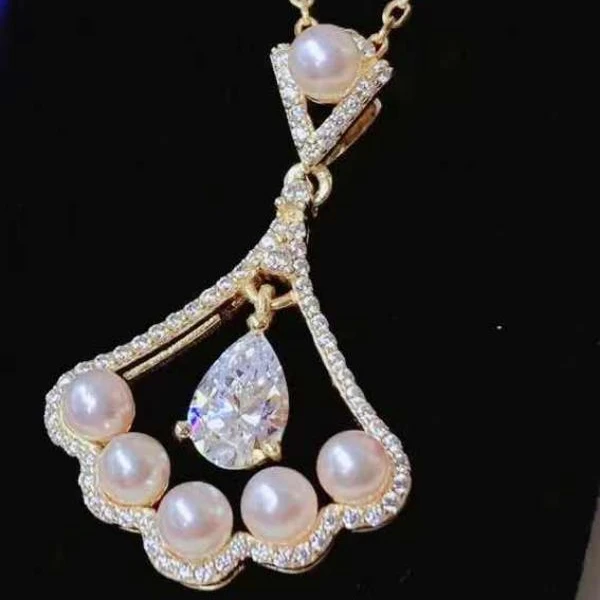 “珍裙”天然珍珠小裙子项链/14K注金