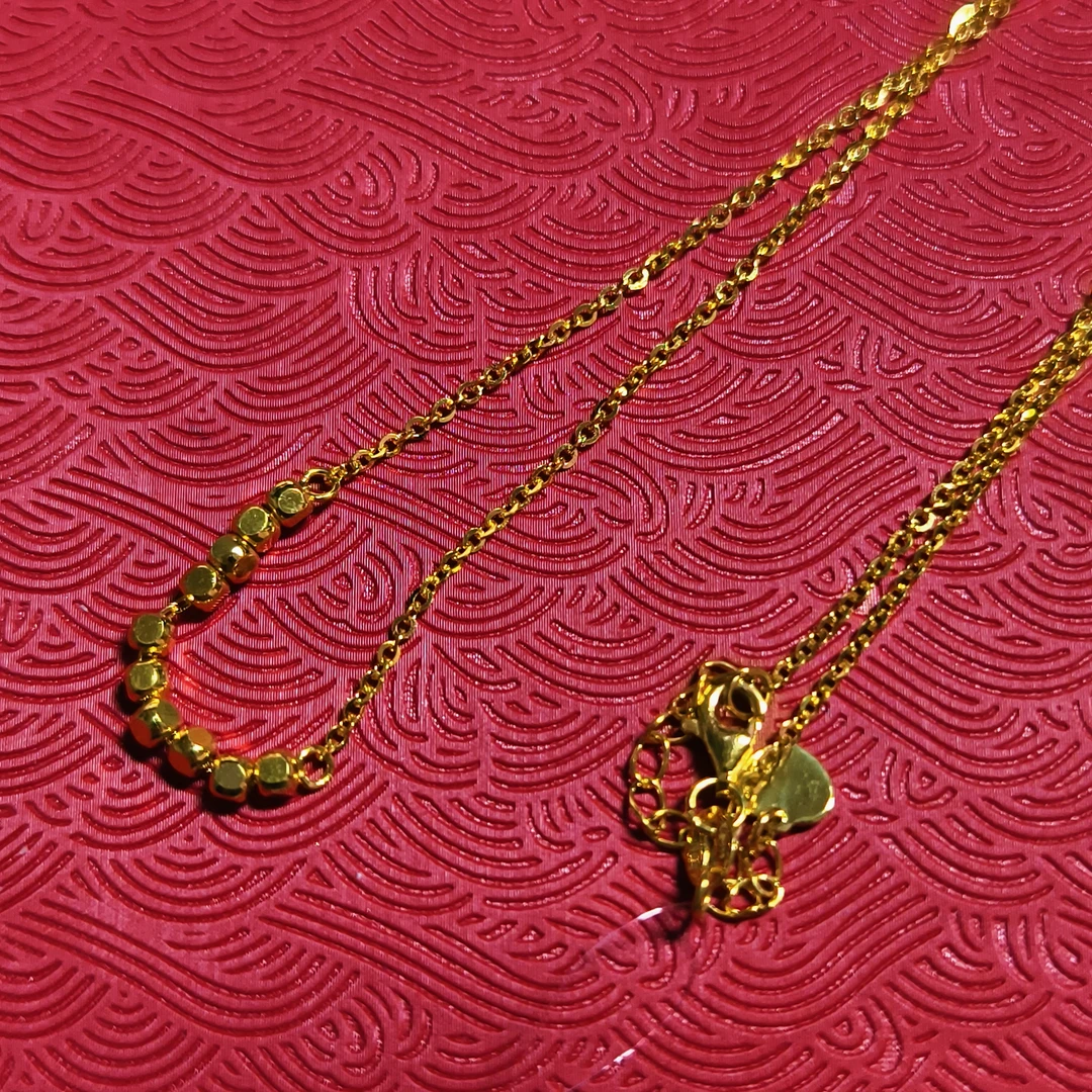 【周老板】足金5G蹦迪方圆珠款项链