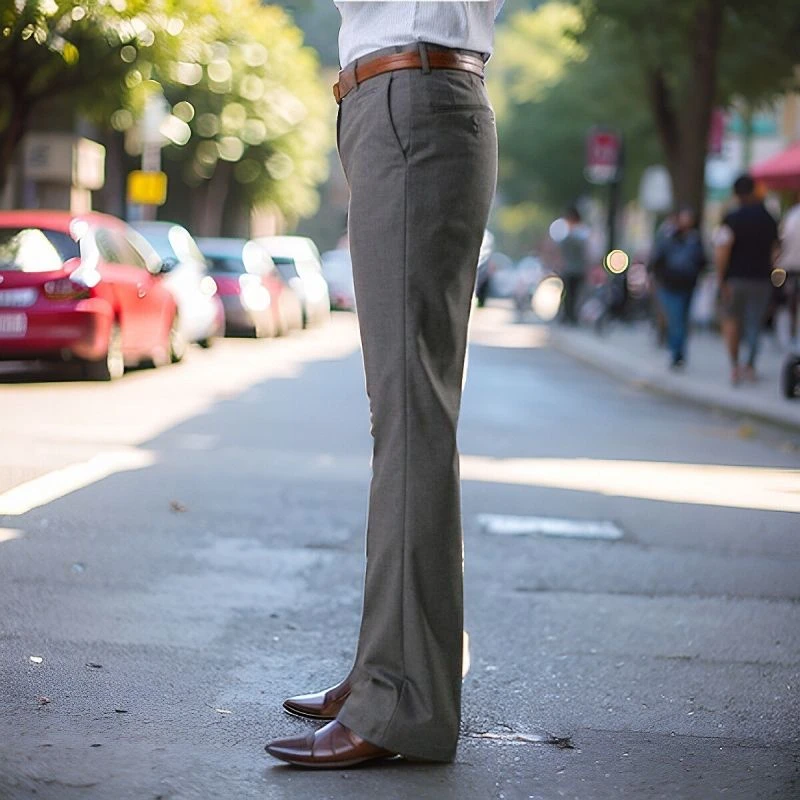 韩版修身喇叭裤男商务休闲垂顺阔腿大脚西裤时尚青年垂感阔脚男裤