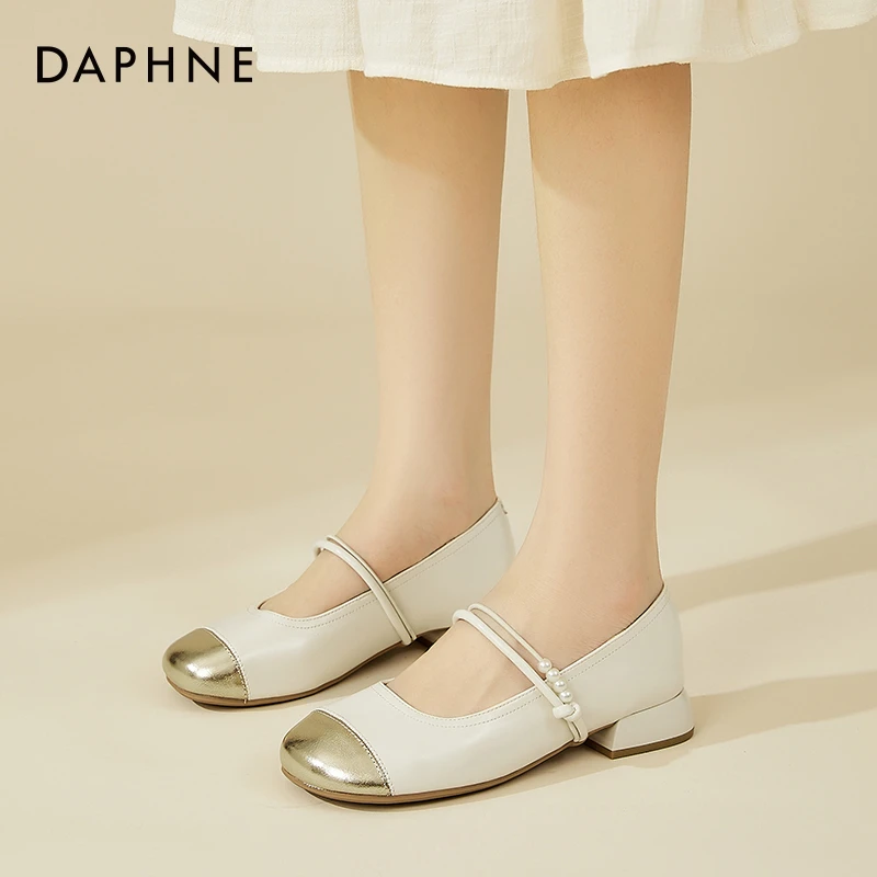 达芙妮软底单鞋女春季2025新款低跟法式玛丽珍女鞋浅口百搭小皮鞋