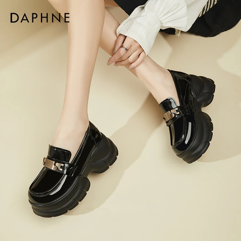 达芙妮厚底乐福鞋女2025新款春季爆款百搭小个子增高鞋小皮鞋单鞋