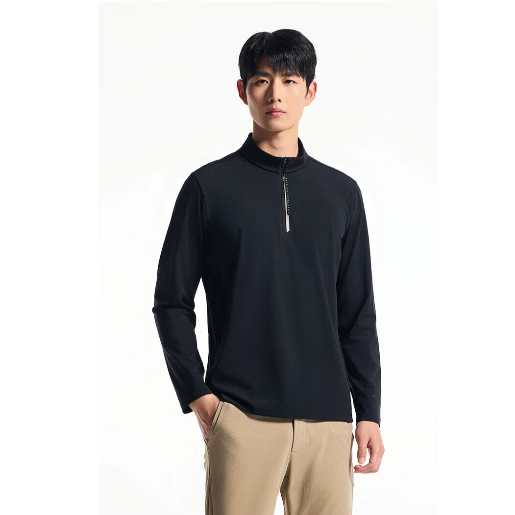 【训练】安踏半拉链长T通勤商务长袖针织上衣男秋季新款152437403