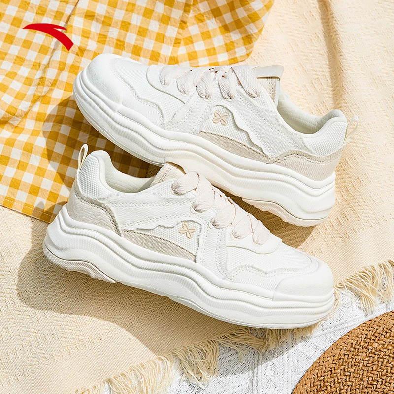 安踏熔岩蛋糕丨女板鞋新款百搭舒适低帮运动增高板鞋122428060