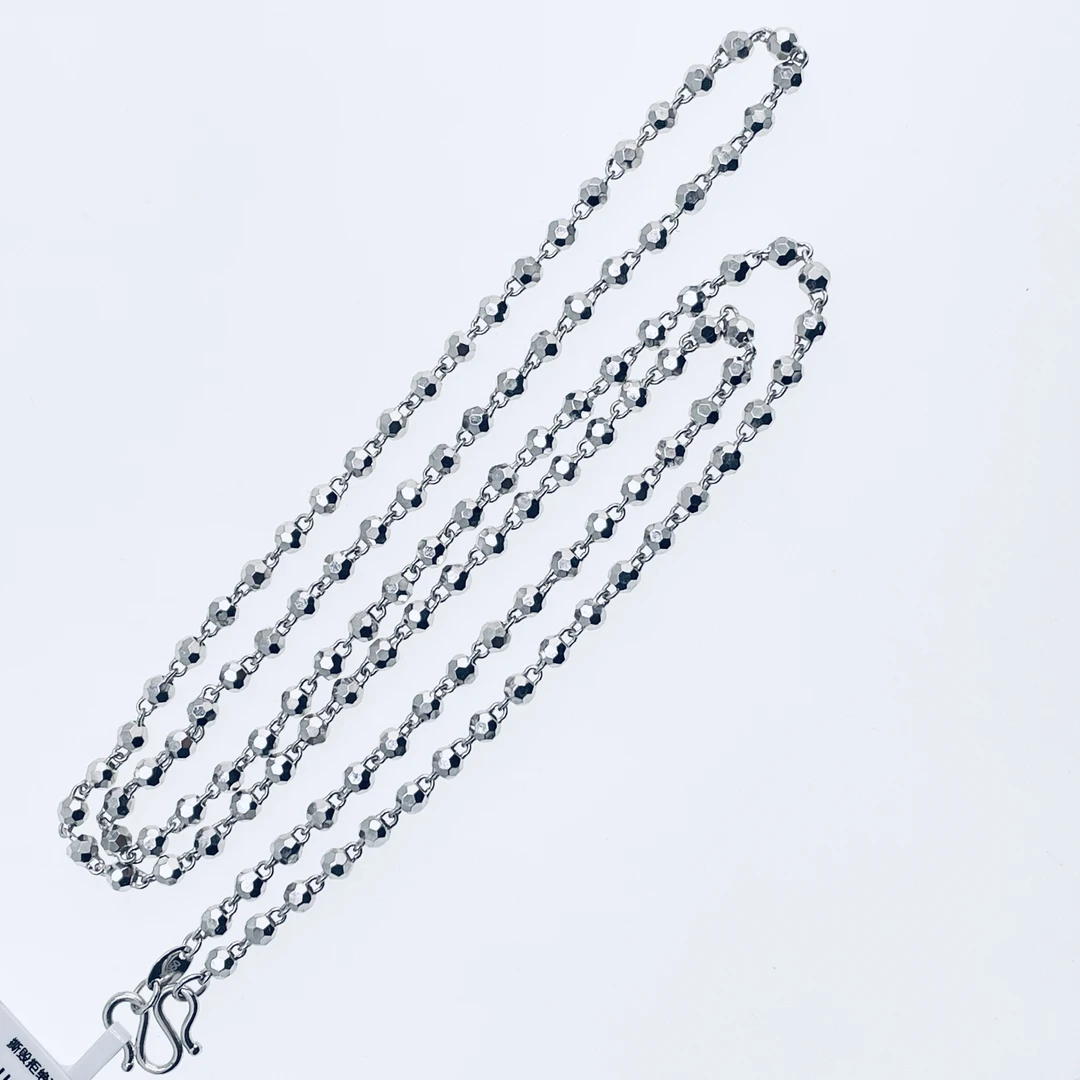 铂金Pt950镭射珠链 经典时尚百搭款（卡3mm）