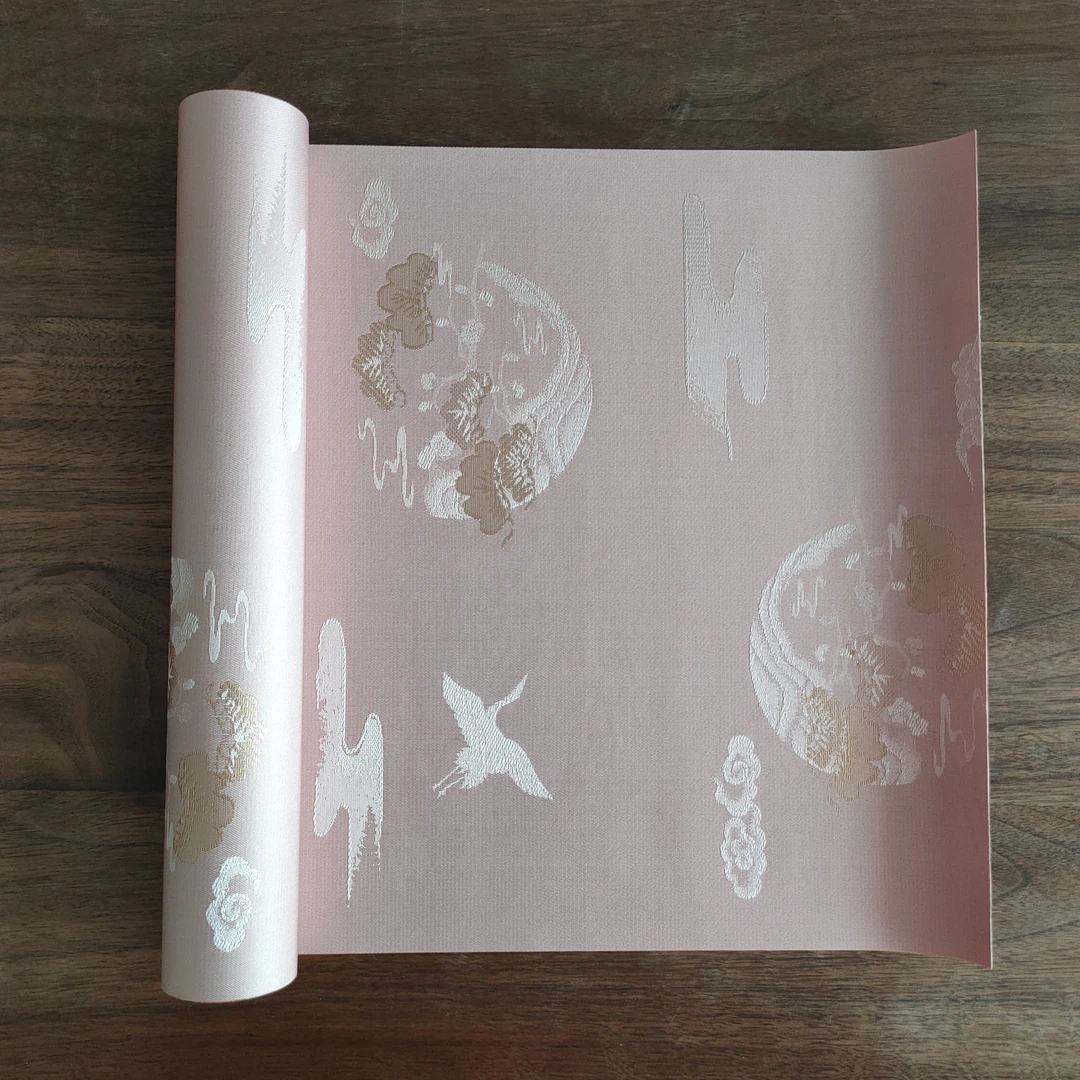 【云松鹤2米茶席粉色】百搭中式茶席桌旗茶道零配05